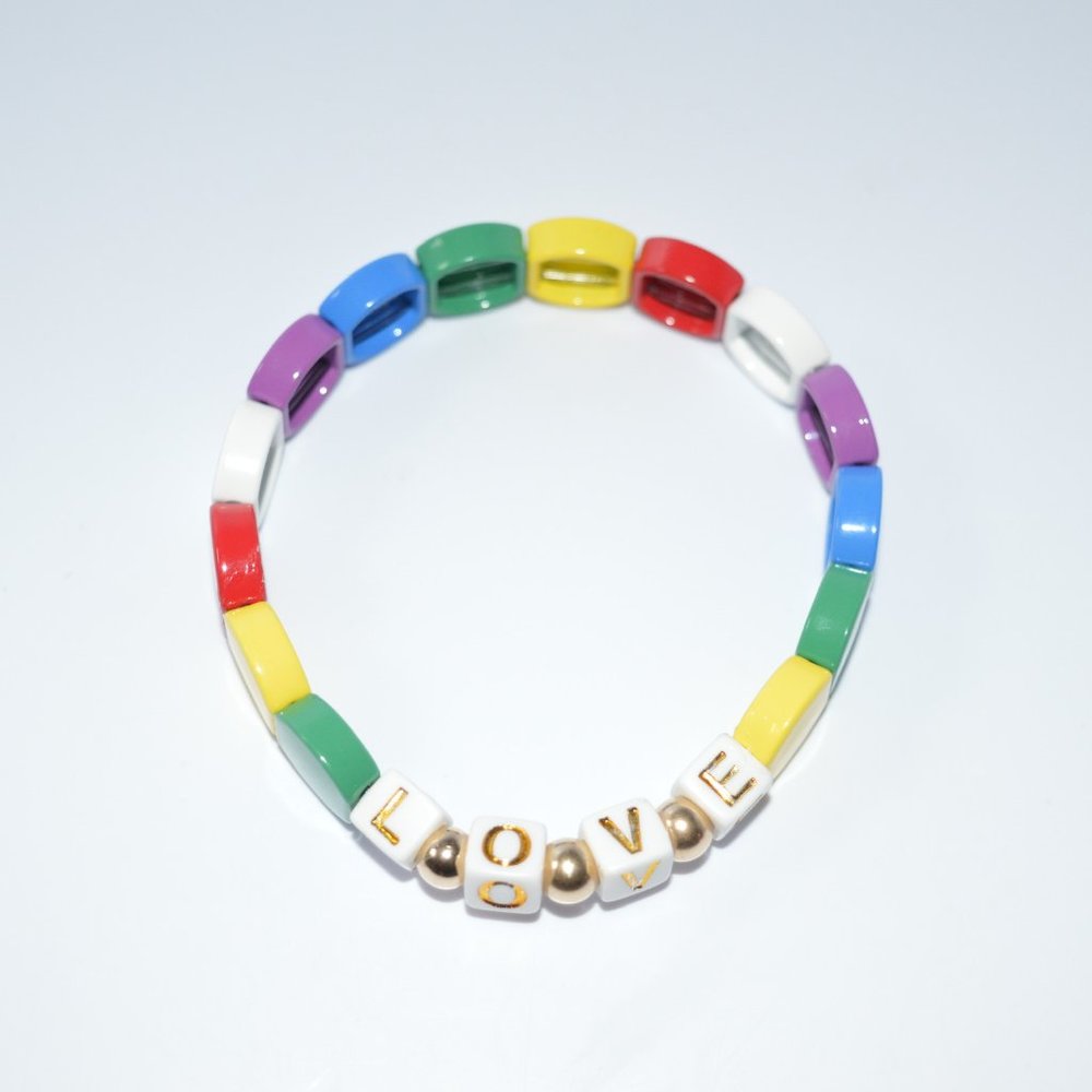 Personalize Tila Tiles Colorful 14k gold Bracelet